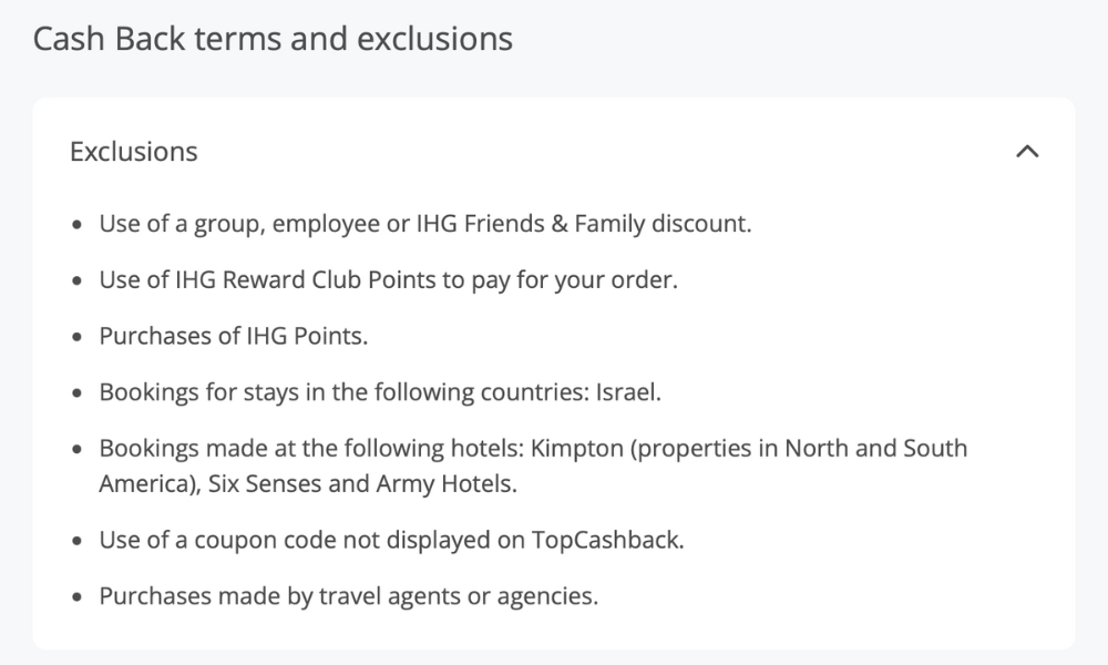 TopCashback-IHG Exclusions