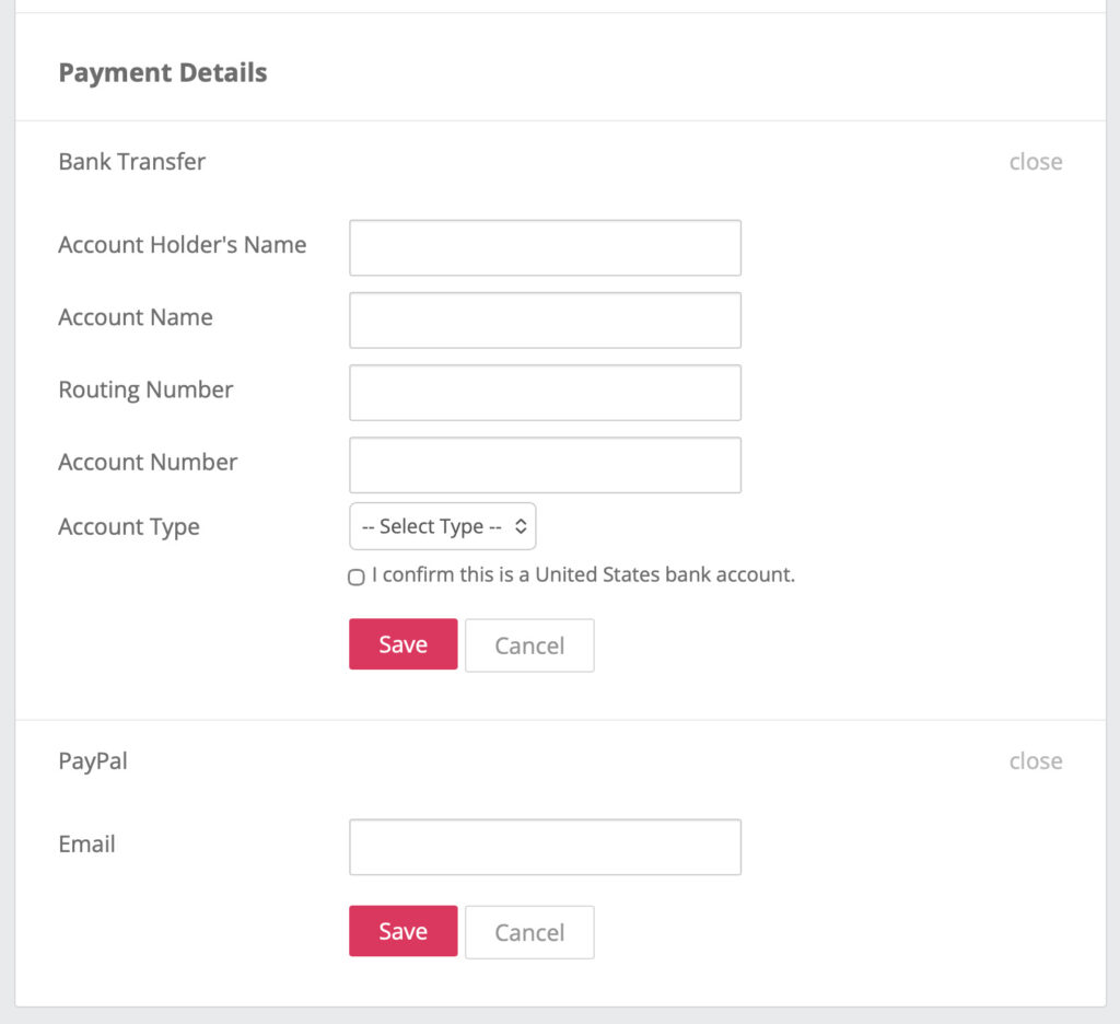 口座情報を入力