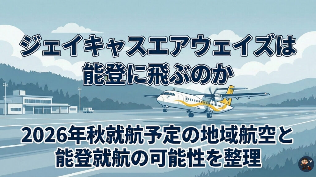 ジェイキャスエアウェイズは能登に飛ぶのか｜2026年秋就航予定の地域航空と能登就航の可能性を整理