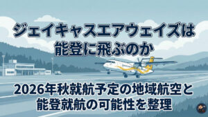 ジェイキャスエアウェイズは能登に飛ぶのか｜2026年秋就航予定の地域航空と能登就航の可能性を整理