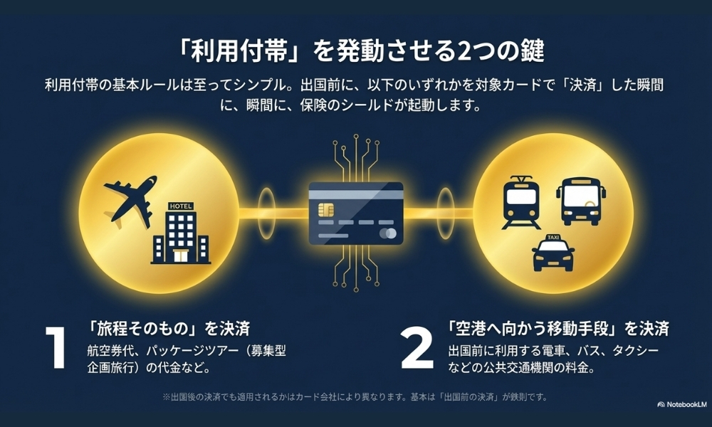 クレジットカードの「利用付帯」を発動させる2つの鍵