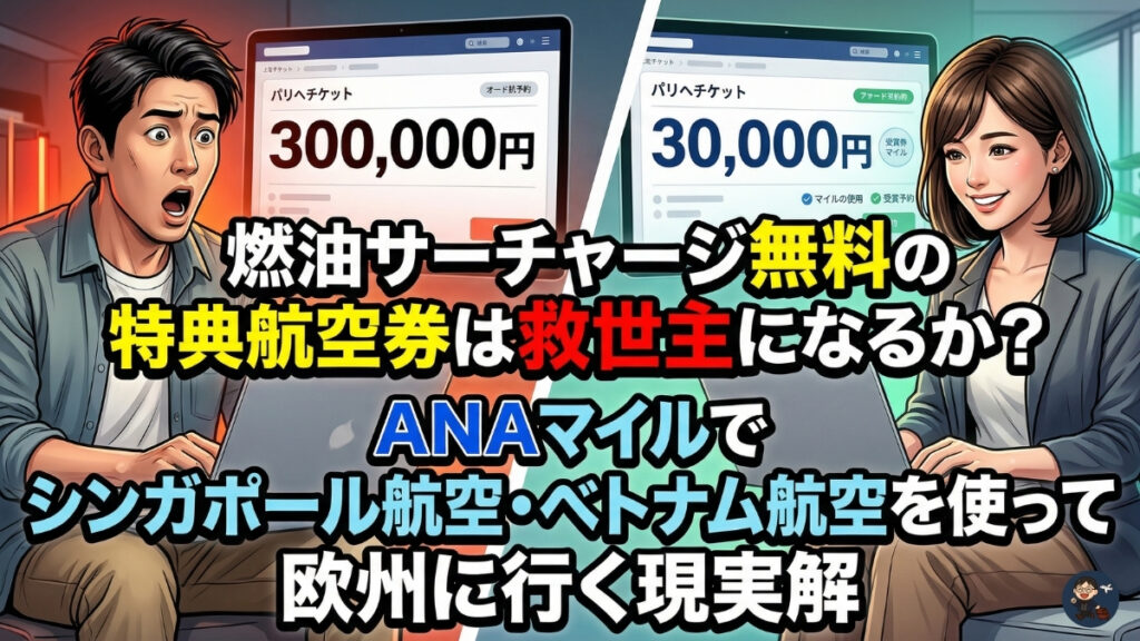 燃油サーチャージ無料の特典航空券は救世主になるか？ANAマイルでシンガポール航空・ベトナム航空を使って欧州に行く現実解