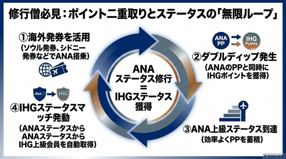 ANAステータス修行とIHGステータス獲得が同時に進む