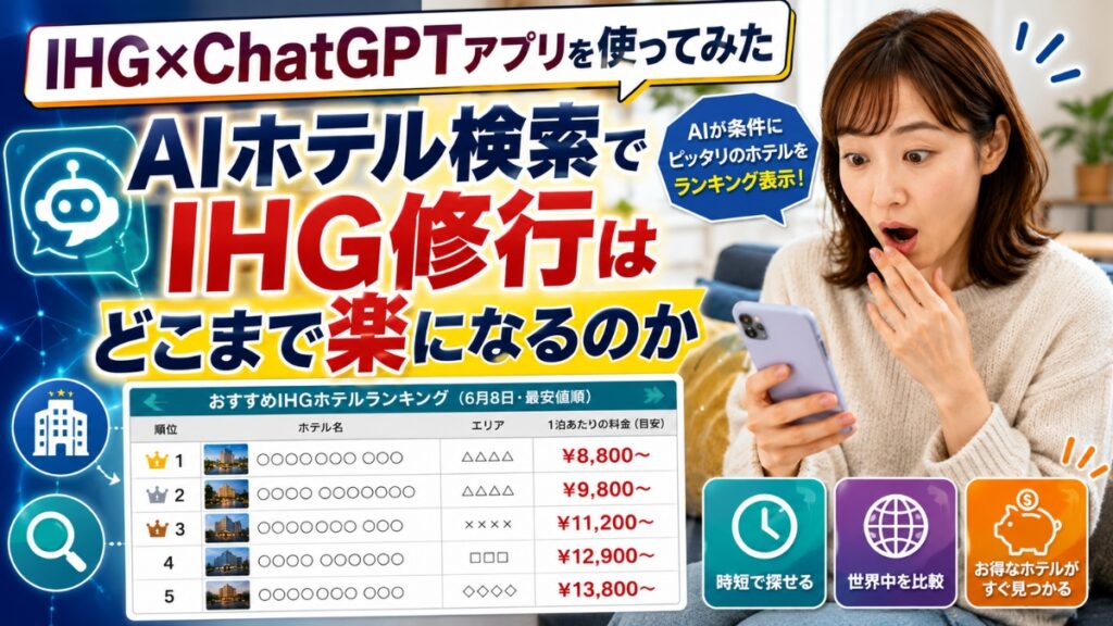 IHG×ChatGPTアプリを使ってみた｜AIホテル検索でIHG修行はどこまで楽になるのか