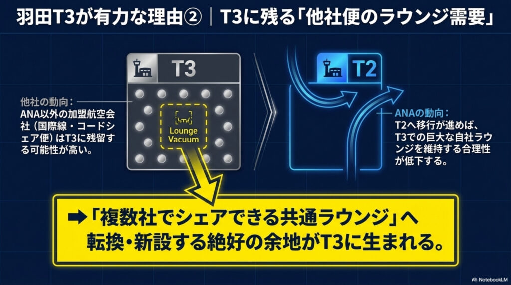 スターアライアンスラウンジ再上陸-男田T3が有力な理由②｜T3に残る「他社便のラウンジ需要」