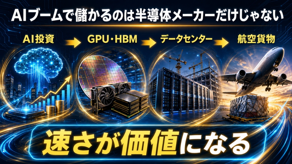 AI投資からGPU・HBM、データセンター、航空貨物へ需要がつながる流れ