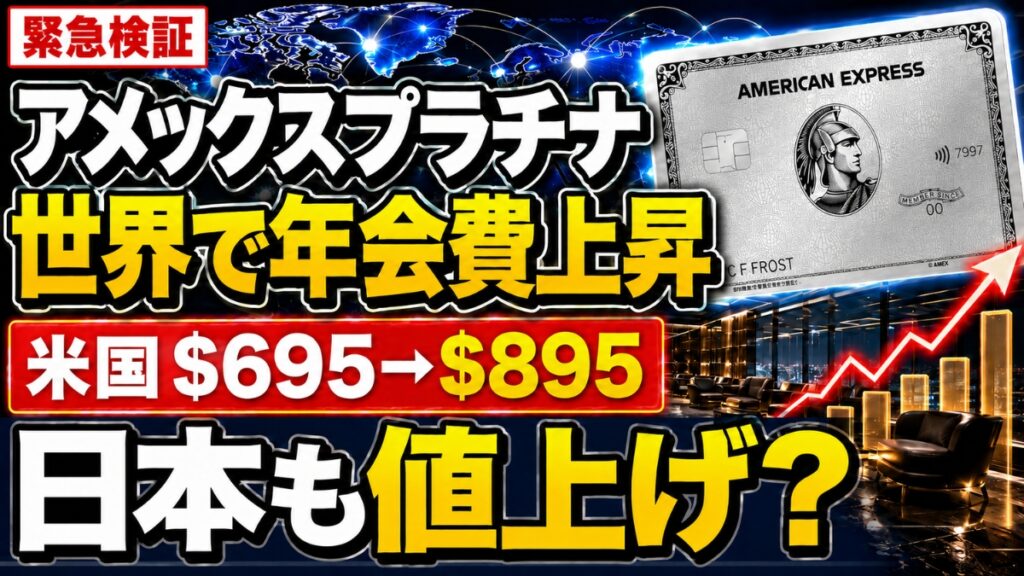 アメックスプラチナ 世界で年会費上昇 米国 $695→$895 日本も値上げ？