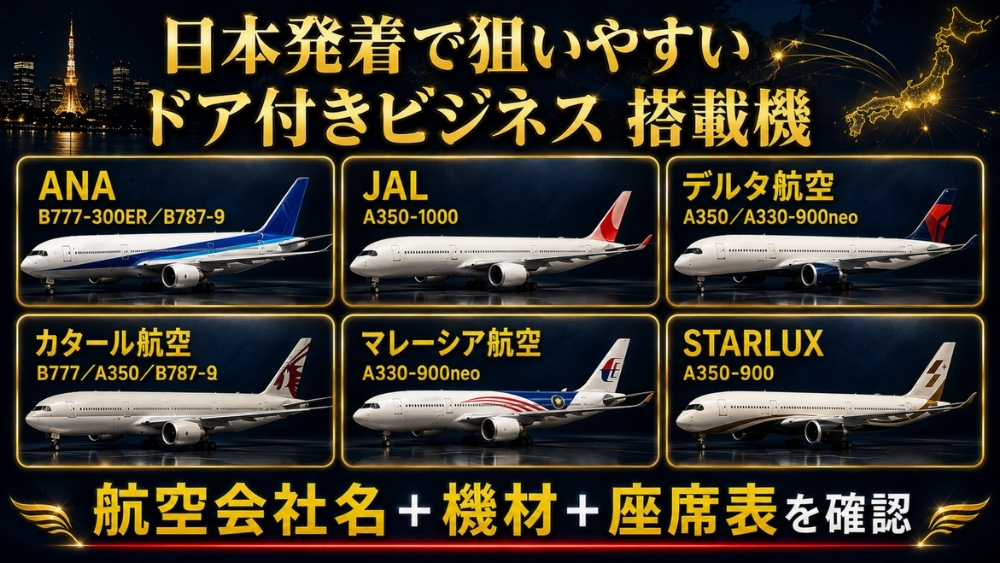 日本発着で狙いやすいドア付きビジネスクラスの代表例6社