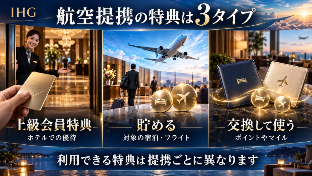 航空会社とホテルの提携で広がる、上級会員特典・貯める・交換して使うという3種類のサービス