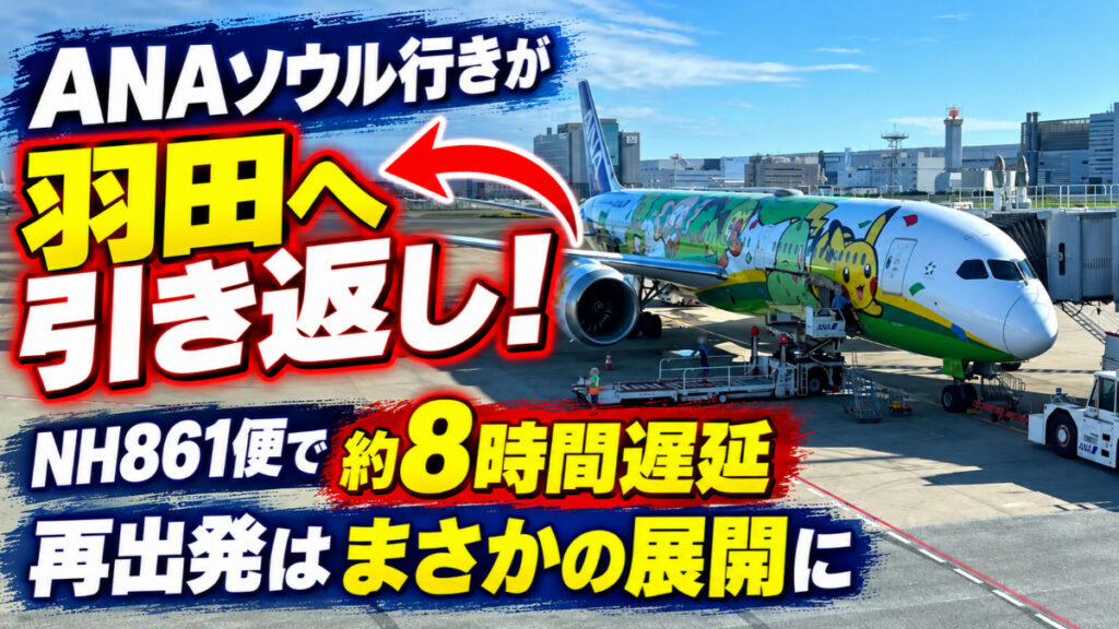 ANAのソウル行きが羽田へ引き返し！NH861便で約8時間遅延、再出発はまさかの展開に